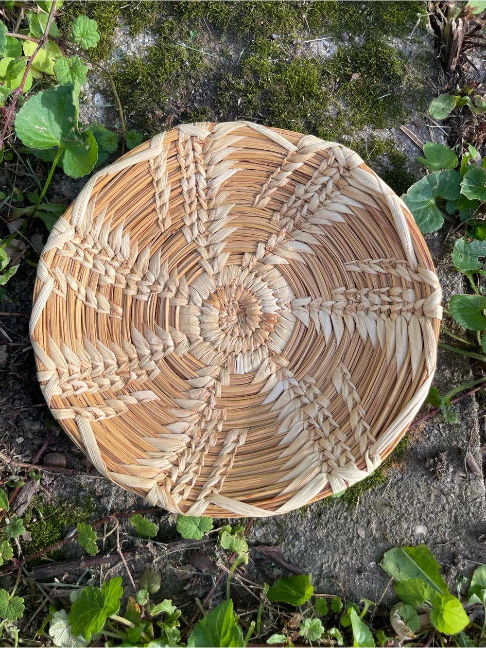 Vintage Natural Woven Round Decorative Basket - Picture 9 of 10